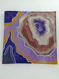 Resin Geode on Canvas genuine amethyst
