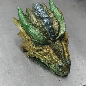 Dragon Head in Greens and Pewter