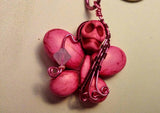 Wirewrapped Pink Sugar Skull Butterfly Pendant
