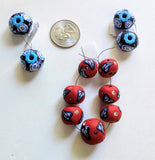 Lot of 3 sets of clay beads in red white and blue