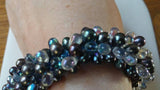 Bubble bath beaded bracelet featuring black pearls and glass