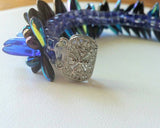 Spikey Glass in blues Bracelet with easy clasp
