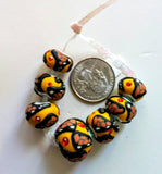 Set of 7 clay Butterfly beads with Swarovski chaton accents