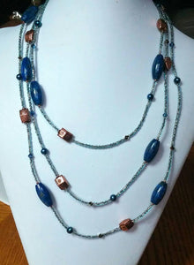 Lapis and Copper multi-strand necklace