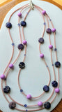 Pink Turquoise and Purple Malachite Multi-strand Necklace