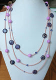 Pink Turquoise and Purple Malachite Multi-strand Necklace