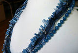 Blue To the Max- stone, coral ribbon and chain