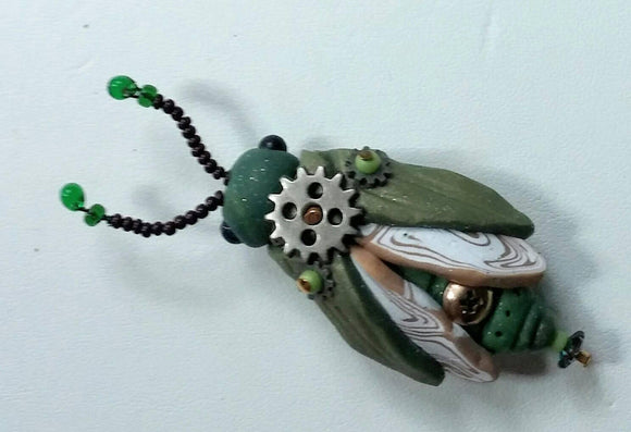 Steampunk Green Bug Bead