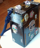 Cigar Box Purse - Dia De Los Muertos cigar box purse-sugar skulls