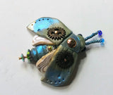 Blue Steampunk Bug Bead