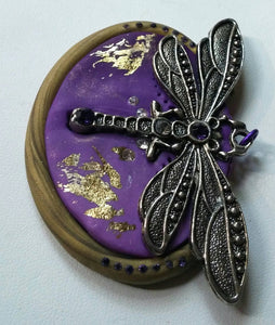 Purple and Gold Dragonfly Pendant