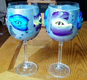 Creepy Eye Wine Glasses - goblets Set