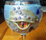 Creepy Glass wine glasses - goblets in four colors set of 4 -dragon eyes