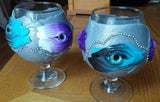 Creepy Eye Brandy Glass Set in purple, black & blue