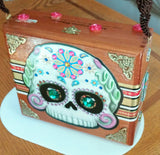 Sugar Skull Cigar Box Purse - Day of the Dead - Dia de los Muertos