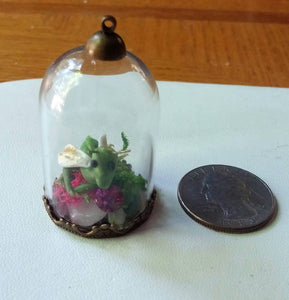Miniature Dragon in Cache Pendant with Pink Swarovski accents