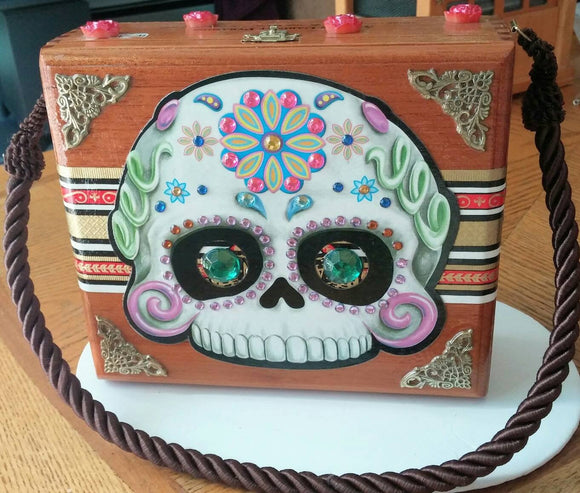 Calacas Sugar Skull Mini Hobo Messenger Crossbody Handbag Purse – Mud+Honey
