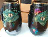 Creepy Glass Dragon Eye Tumblers - set of two glasses
