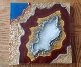 Resin Geode Painting in blue and brown