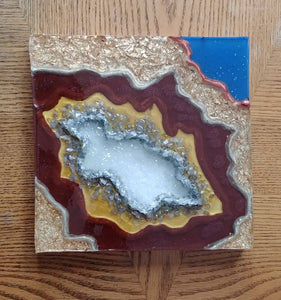 Resin Geode Painting in blue and brown