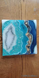 Resin Geode Painting in blues - beachy