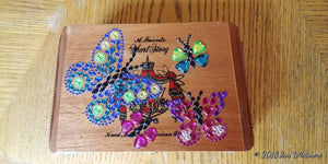 Honey Bee and Butterfly themed cigar box treasure box- 7" x 5" x 3"