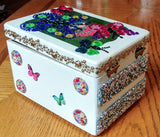 Butterfly themed cigar box treasure box 4" x 6" x 3.5"