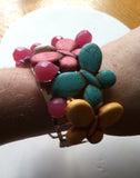 Flight of Fanciness- colorful chalk turquoise butterflies w/faceted stone bracelet