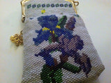 Beaded Purse-Blue Iris/Plum Iris-new beaded purse