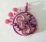 Pink Pendant - Wirewapped Glass
