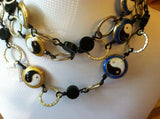 Cloisenne necklace-Gold Chain necklace - Yin/Yang in Cloisonné- large clasp