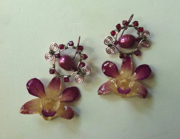 Maverick Jewels-real Orchid Earrings
