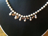 White Pearl Necklace with champagne & Swarovski accents