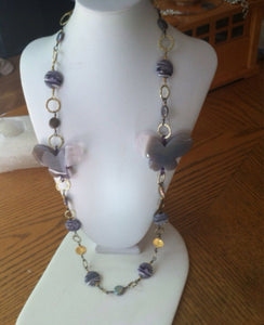 Maverick Jewels- Purple Stone Butterflies Necklace