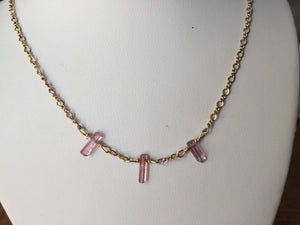 Pink Tourmaline Icicles on 14kt Gold