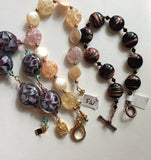 Glass bracelet lot-8", 8 1/2", & 9". Beautiful glass beads handwound or strung.  Larger for comfort