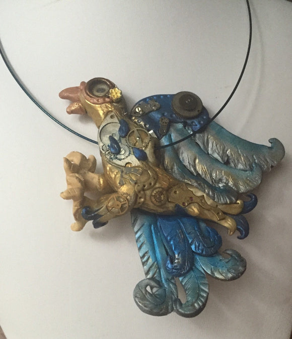 Pretty Bird clay fantasy bead-steampunk peacock bead