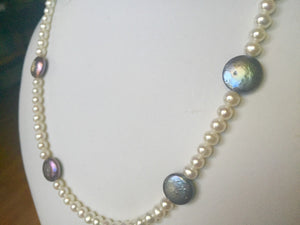 White with Black Coin Pearls