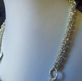 Chain Maille large pink crystal & silver silver silver